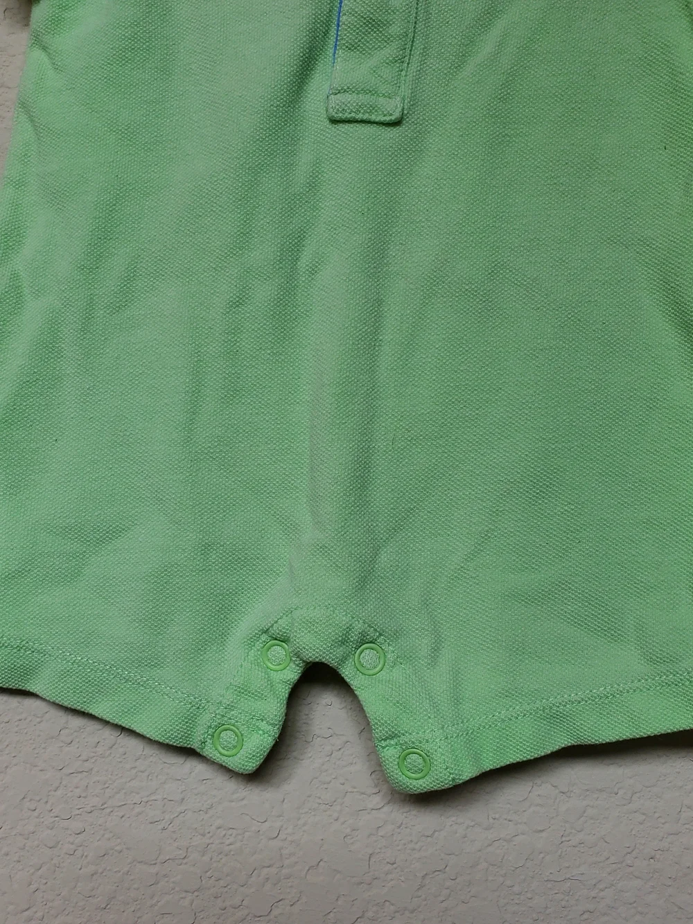 Ralph Lauren Light Green Polo Romper with Orange Pony.  Size 3 Mth